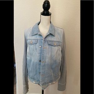 Denim jacket with fabric sleeves from Harper size large